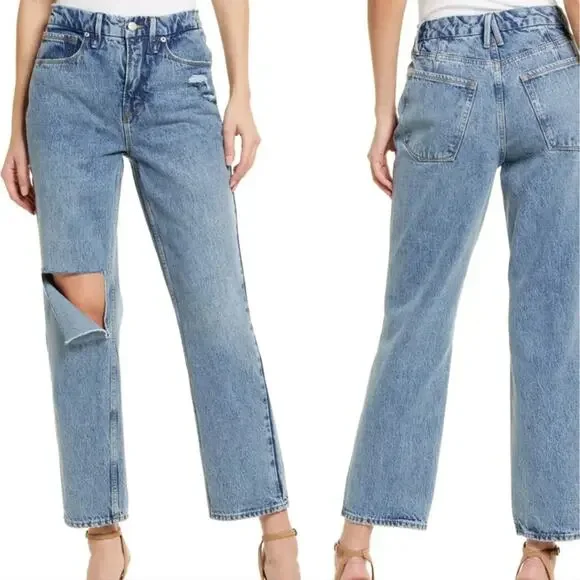 NEW Good American 90's Duster Straight Leg High Waisted Jean